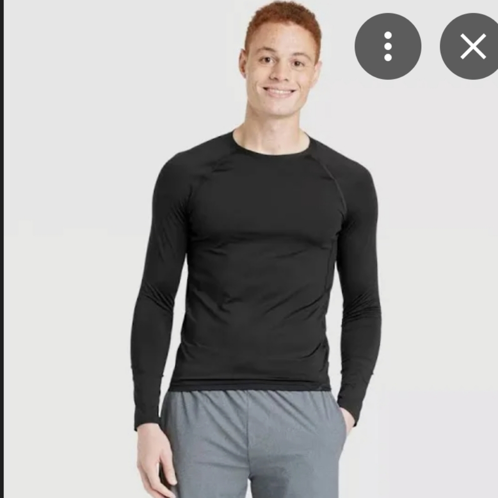 All in motion, men's black long sleeve fitted performance T-Shirt in size medium